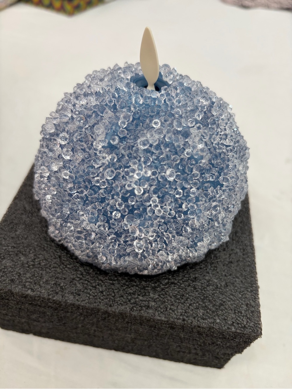 Decorative Blue Beaded Sphere Candle